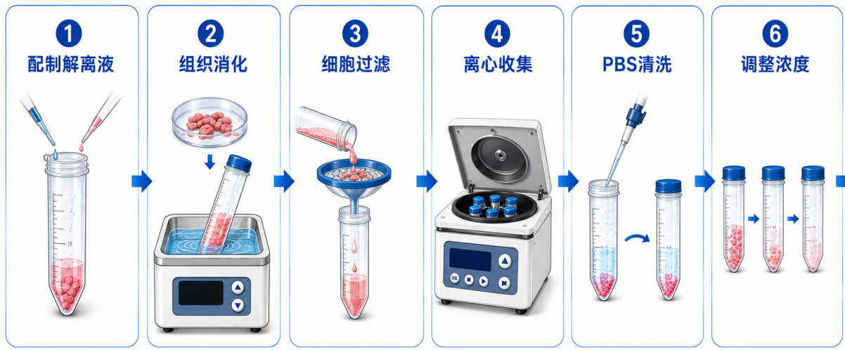 组织解离与单细胞悬液制备流程